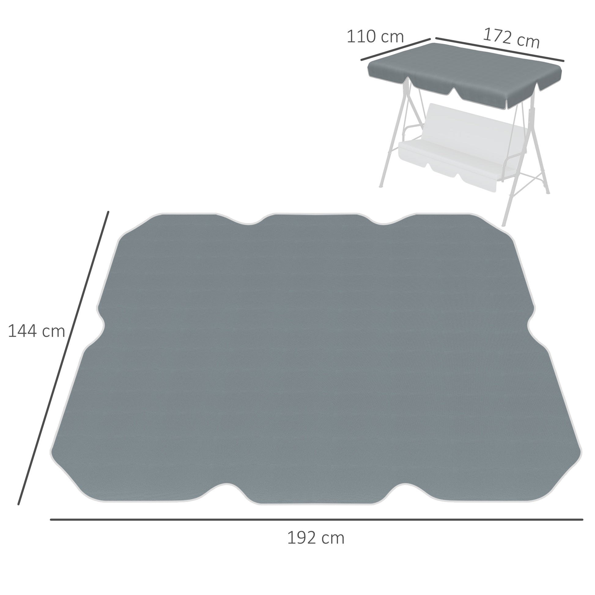 Outsunny Toldo De Repuesto Para Columpio De 2/3 Plazas 192x144 Cm Gris Oscuro_2