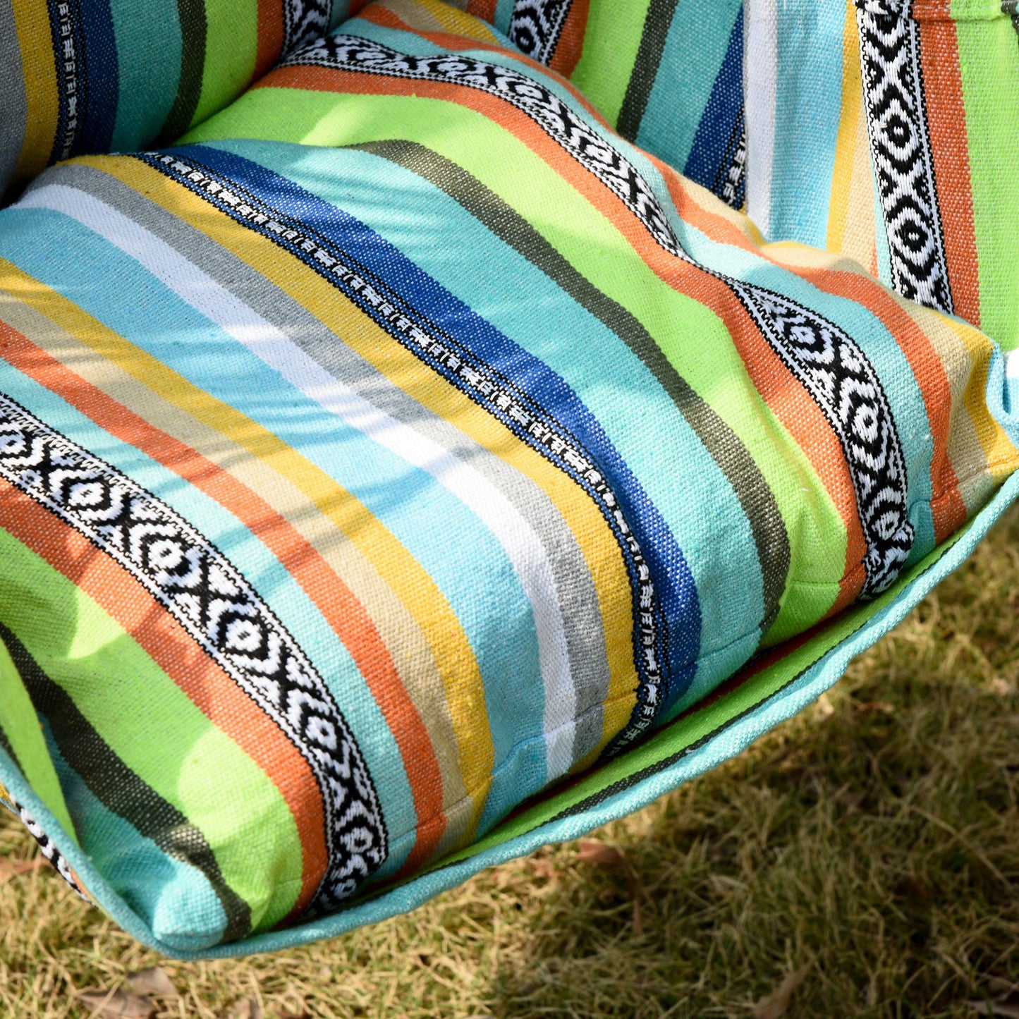 Outsunny Silla Hamaca Colgante Algodón 2 Cojines 100x100cm Carga 100 Kg Interior_5