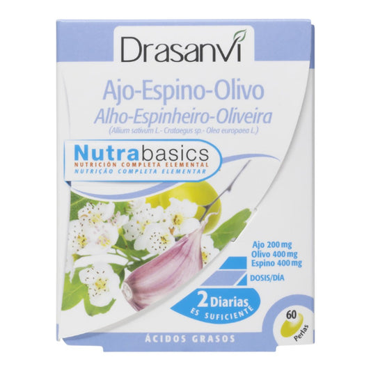 Alho, espinheiro, azeitona 500 mg Nutrabasicos Drasanvi 60 pérolas