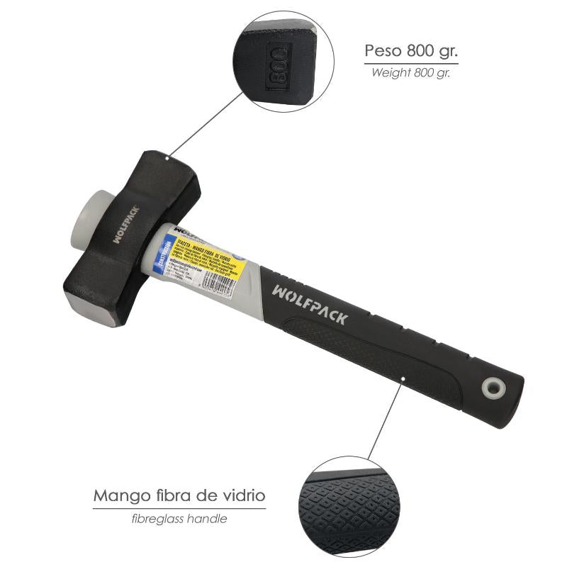 Maceta Mango Fibra Vidrio Mango Fibra Vidrio Con Empuñadura Antideslizante. 800 Gramos 28 Cm.