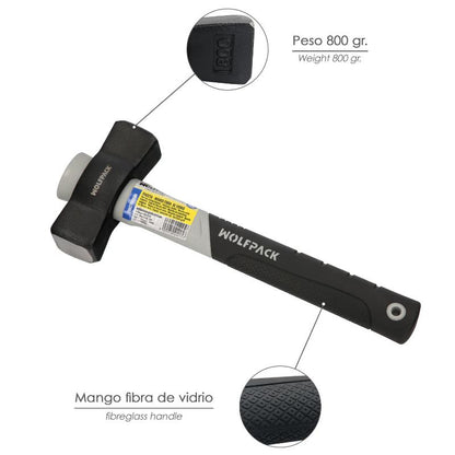 Maceta Mango Fibra Vidrio Mango Fibra Vidrio Con Empuñadura Antideslizante. 800 Gramos 28 Cm.