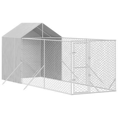 Vidaxl Perrera De Exterior Con Toldo Acero Galvanizado Plata 2x6x2,5 M_0