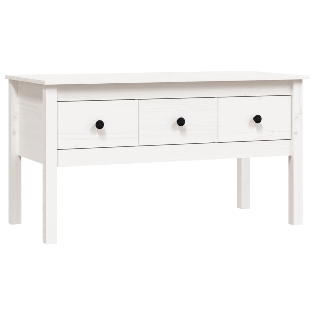 Mesa De Centro De Madera Maciza De Pino Blanco 102x49x55 Cm_0
