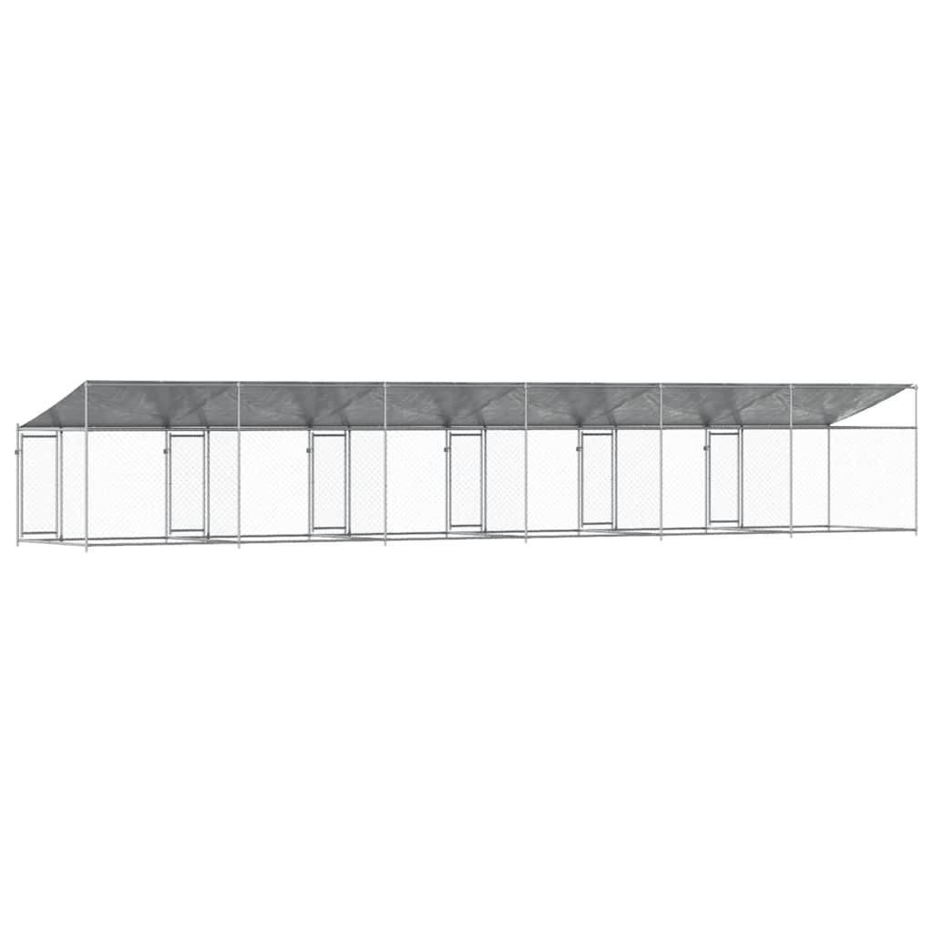 Jaula De Perros Techo Y Puerta Acero Galvanizado Gris 10x2x2 M_5