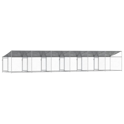 Jaula De Perros Techo Y Puerta Acero Galvanizado Gris 10x2x2 M_5