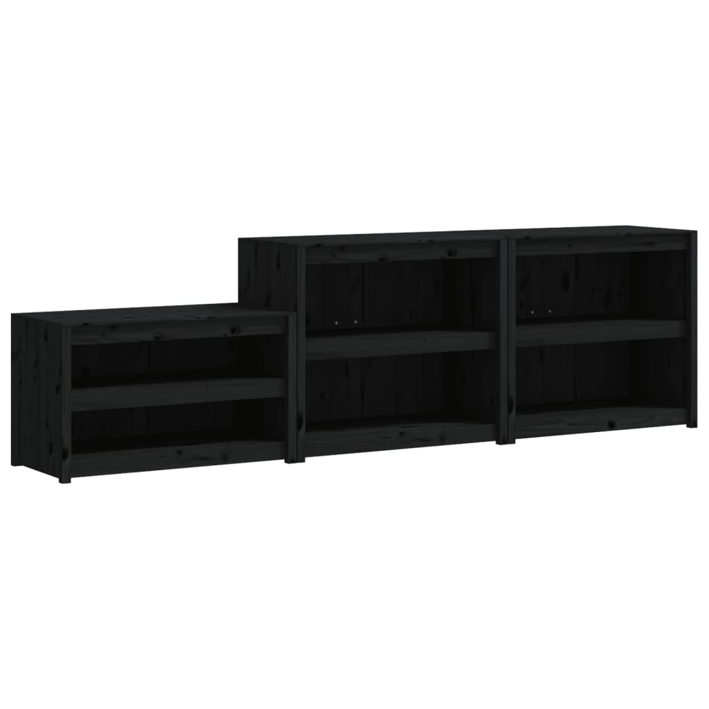 Muebles De Cocina De Exterior 3 Pzas Madera Maciza Pino Negro_1