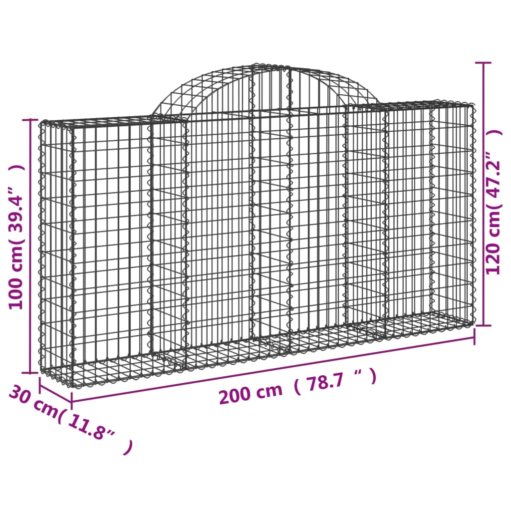 Cestas De Gaviones 12 Uds Forma Arco Hierro 200x30x100/120 Cm_5