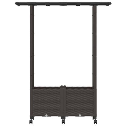 Cama Elevada Con Trellis Y Techo Marrón 124,5 X 40 X 142 Cm Pp_3