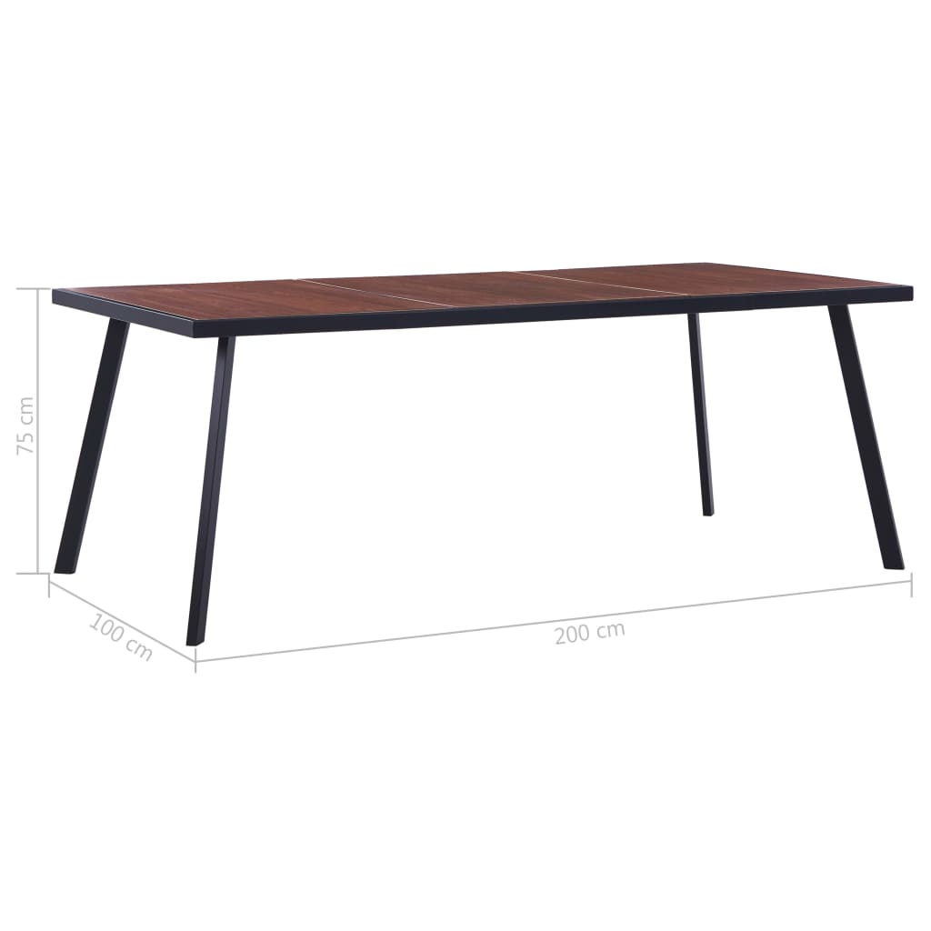 Mesa De Comedor Mdf Natural Y Negro 200x100x75 Cm_3