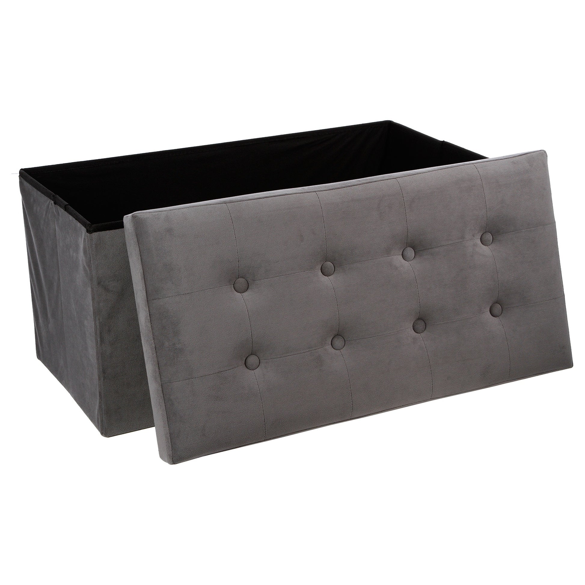 Puff Plegable Doble 'lysandre' Gris Efecto Terciopelo_1