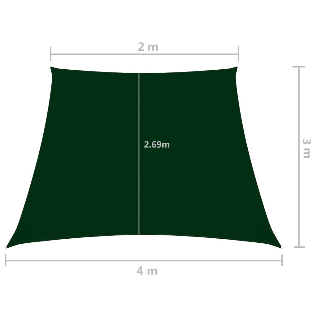 Vidaxl Toldo De Vela Tela Oxford Trapecio Verde Oscuro 2/4x3 M_2