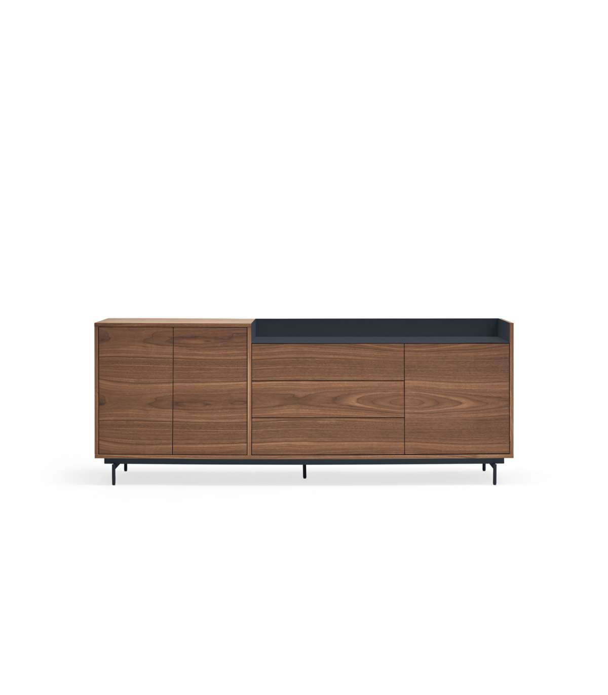 Mueble Aparador Para Comedor Modelo Valley 3 Puertas 3 Cajones Acabado Nogal/azul Oscuro,_0