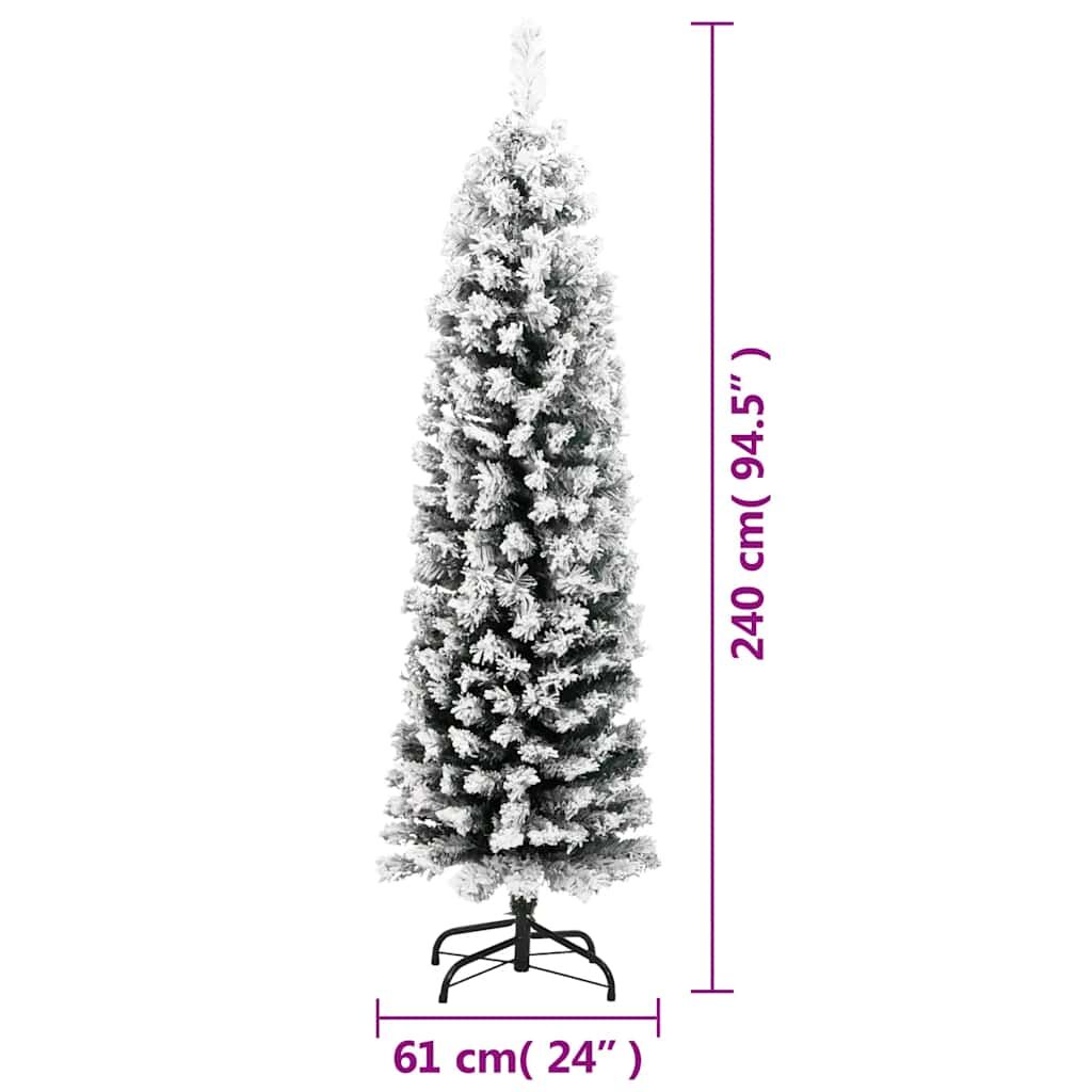 Vidaxl Árbol De Navidad Artificial Delgado Verde Con Nieve Pvc 240 Cm_2