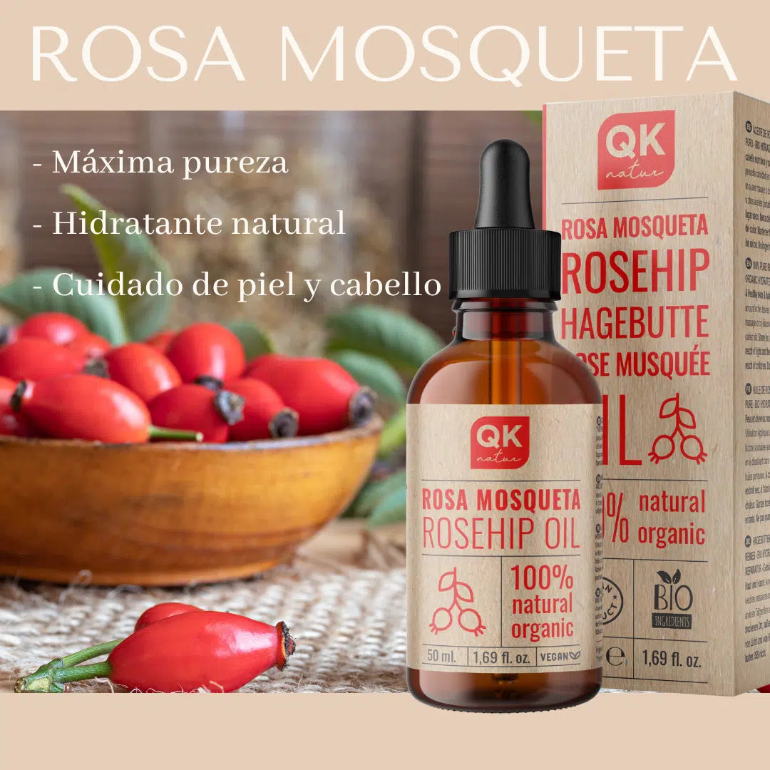 QKnatur - Aceite De Rosa Mosqueta 100% Puro Orgánico Vegano - 50 Ml - Para Cicatrices Y Estrías - Antiarrugas Y Antiedad_3