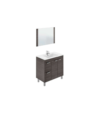 Mueble Con Lavabo Y Espejo Marta En Acabado Gris Ceniza, 80 Cm(alto)80 Cm(ancho)45 Cm(largo)_0