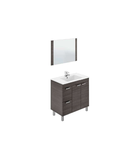Mueble Con Lavabo Y Espejo Marta En Acabado Gris Ceniza, 80 Cm(alto)80 Cm(ancho)45 Cm(largo)_0