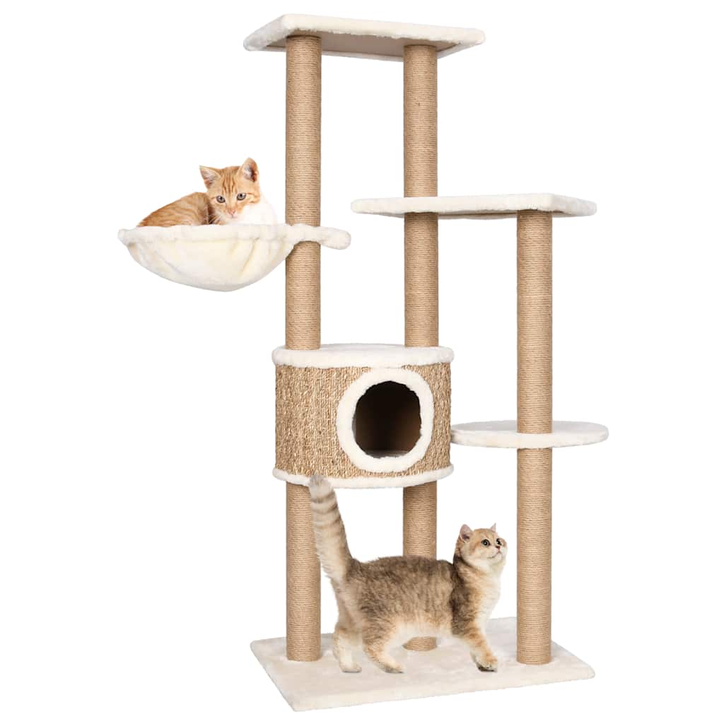 Árbol Para Gatos Con Poste Rascador 126 Cm Hierba Marina_1