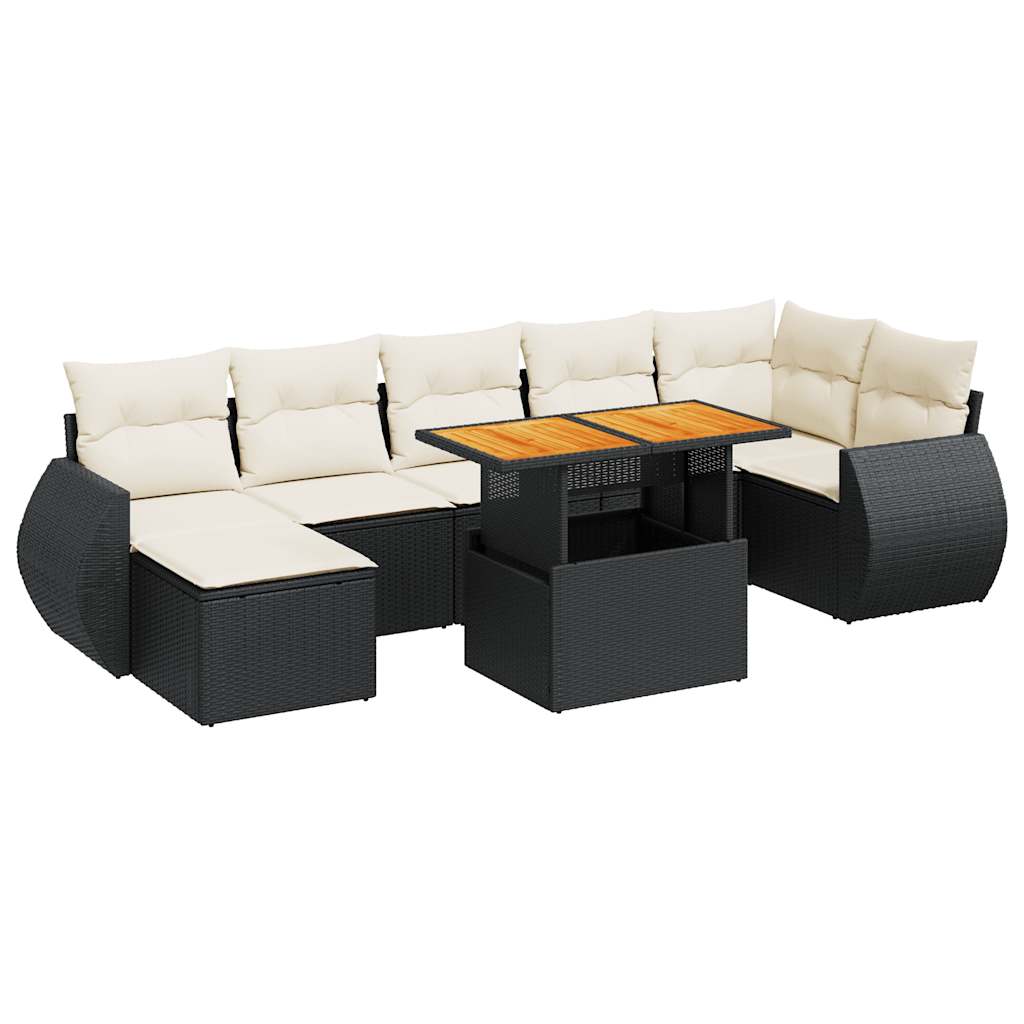 Set De Sofás De Jardín Y Cojines 8 Piezas Ratán Sintético Negro / Vetonek_2