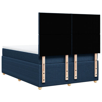 Cama Box Spring Con Colchón Tela Azul 160x200 Cm / Vetonek_3