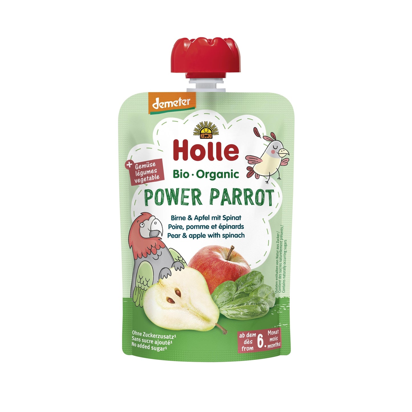 POWER PARROT - Pêra, Maçã e Espinafres (a partir dos 6 meses) Eco/Dem Holle 100g