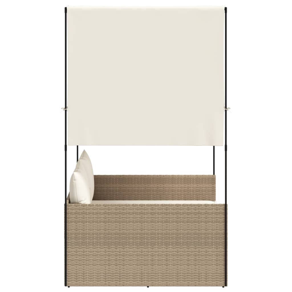 Tumbona Doble Con Techo Y Cortinas Ratán Sintético Beige / Vetonek_1