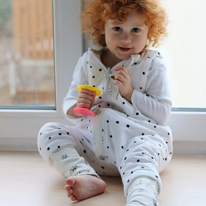 Saco De Dormir Con Pies Reversible T-s Jersey Algodón Black Dots_3