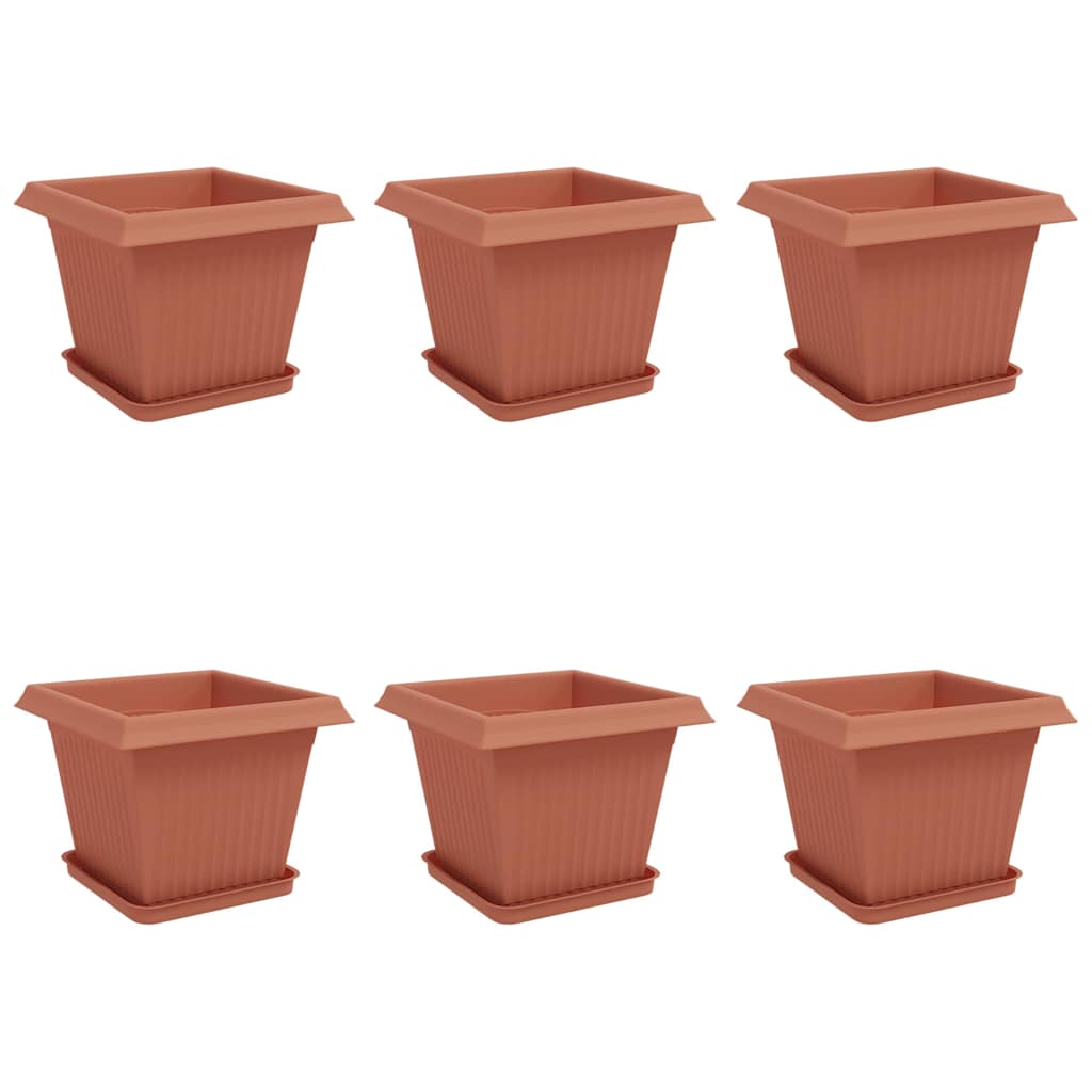 Macetas 6 Pcs Rojo Ladrillo 33 X 33 X 26 Cm Plástico_0