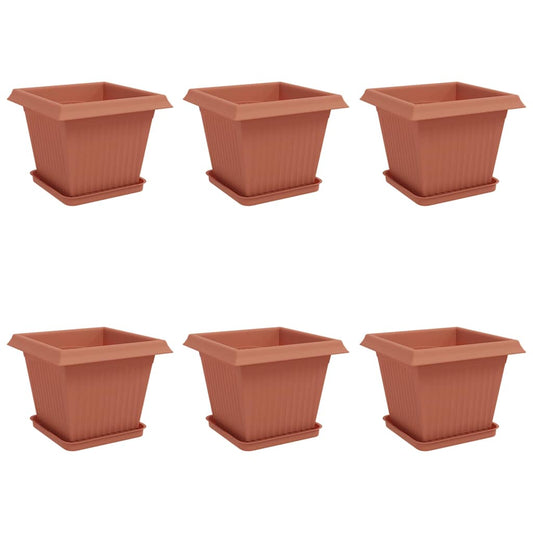 Macetas 6 Pcs Rojo Ladrillo 33 X 33 X 26 Cm Plástico_0