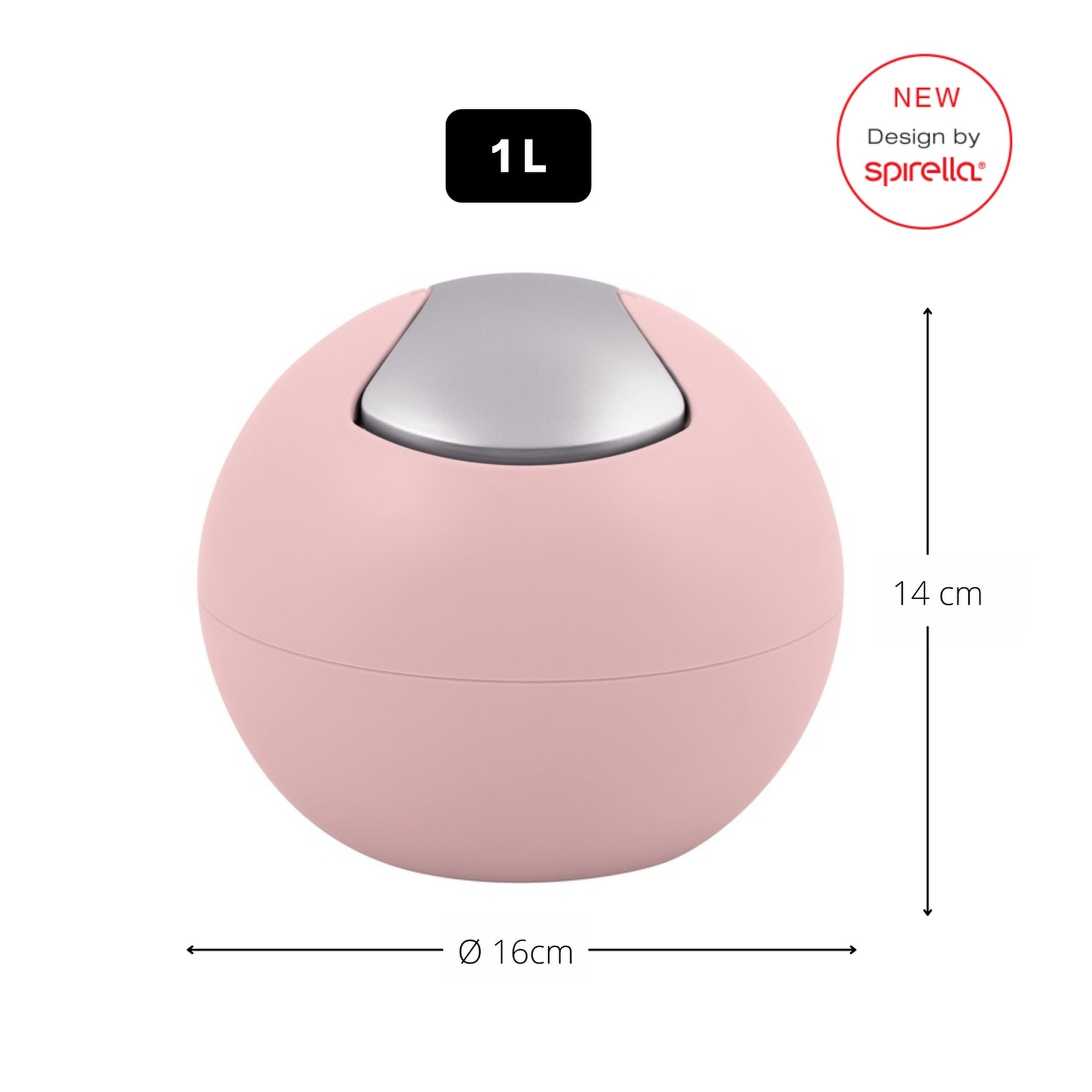 Basura Para Encimera Spirella Colección Bowl Color Rosa Mate (1l)_1