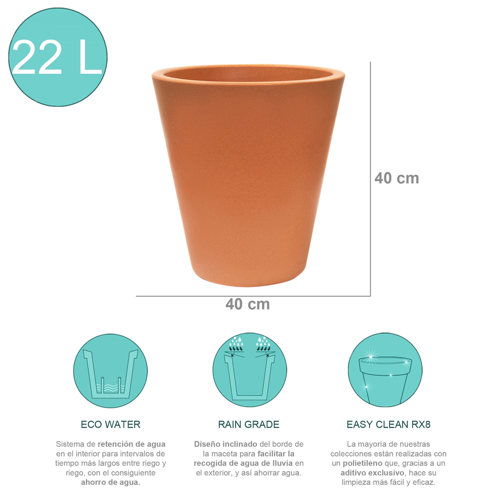 Macetero De Polietileno Terracota 40x40