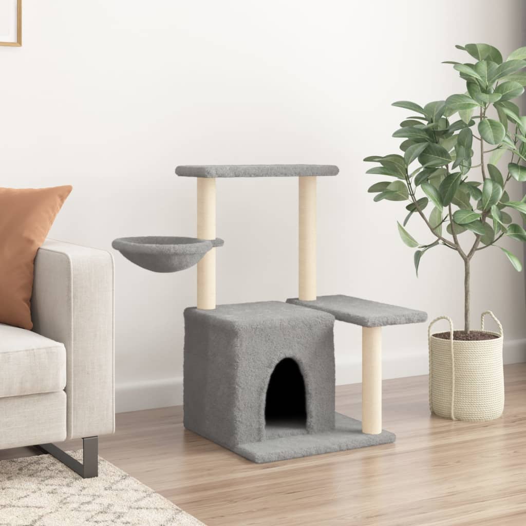 Rascador Para Gatos Con Postes De Sisal Gris Claro 83 Cm_2