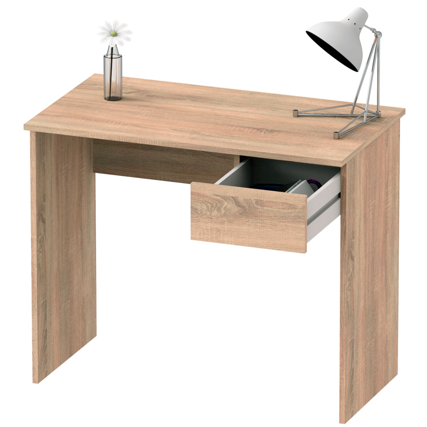 Escritorio, Mesa De Ordenador 75x90x50cm, 1 Cajón, Oficina, Habitación Juvenil, Desk, Briebe, Nova, Madera_0