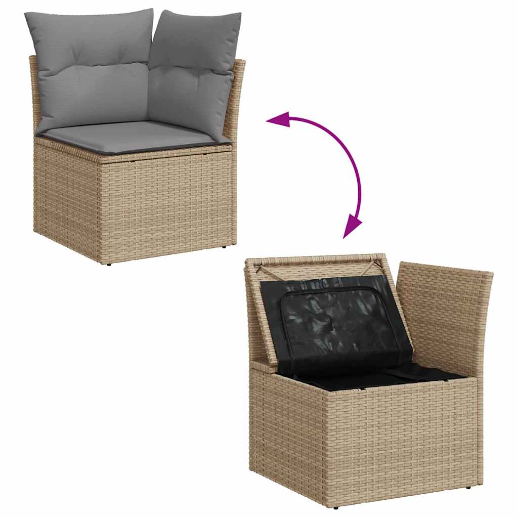 Set Sofás Jardín Y Cojines 9 Pzas Ratán Sintético Acacia Beige / Vetonek_1