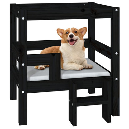 Vidaxl Cama Para Perros Madera Maciza De Pino Negro 55,5x53,5x60 Cm_3