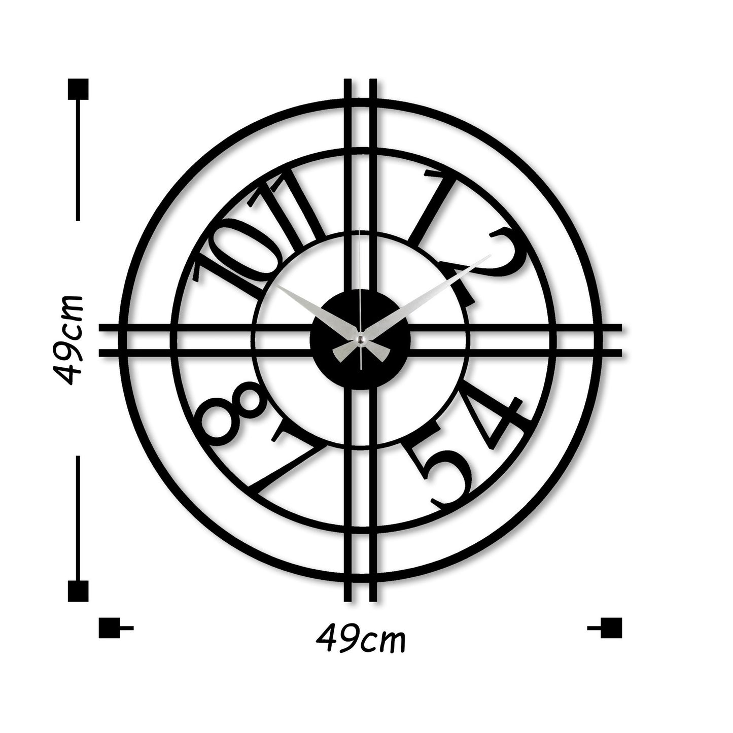 Reloj De Pared Circular Metal Estilo Cruz_2