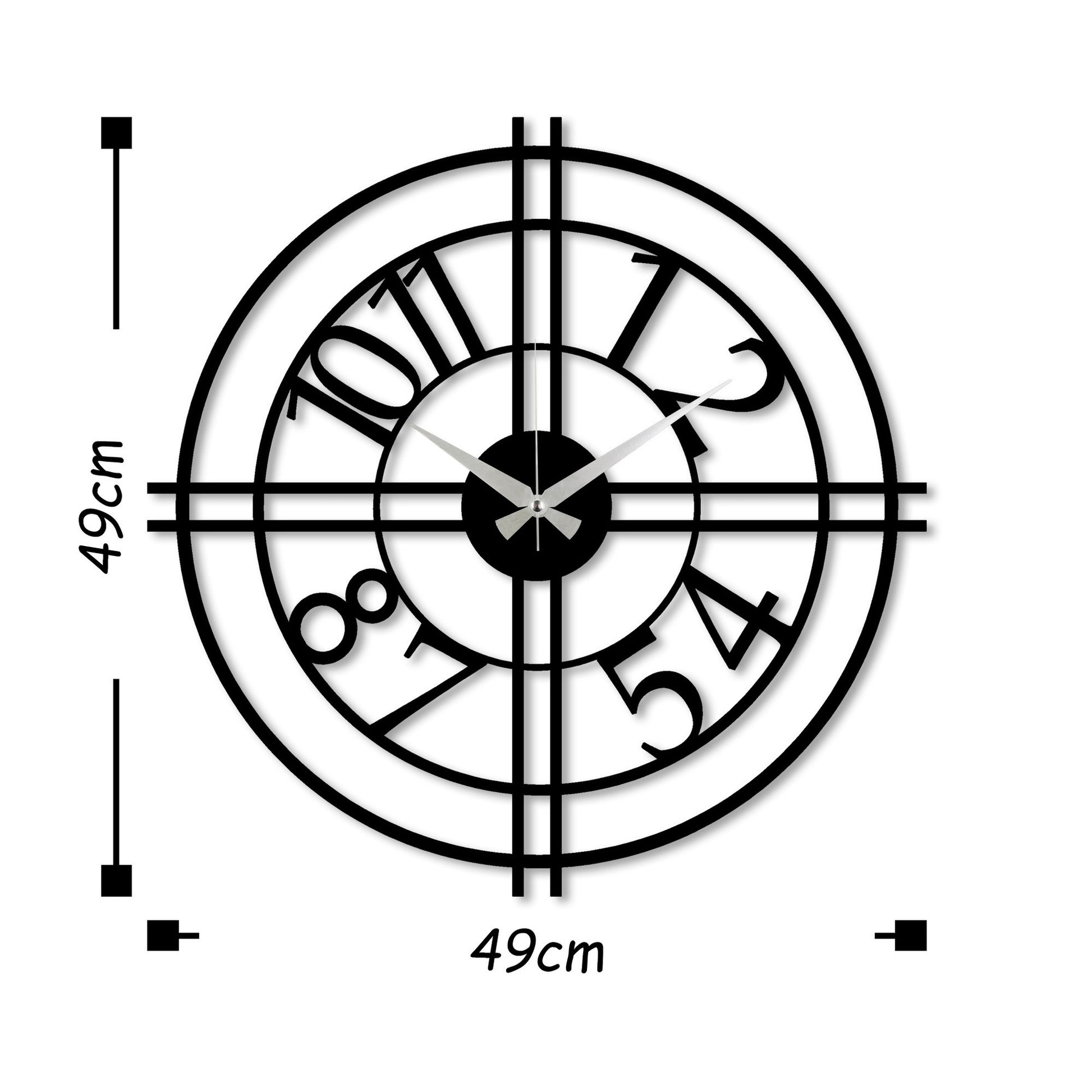 Reloj De Pared Circular Metal Estilo Cruz_2