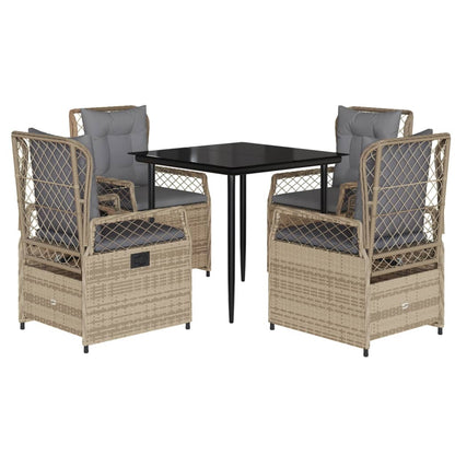 Set Comedor De Jardín 5 Pzas Con Cojines Ratán Sintético Beige / Vetonek_4