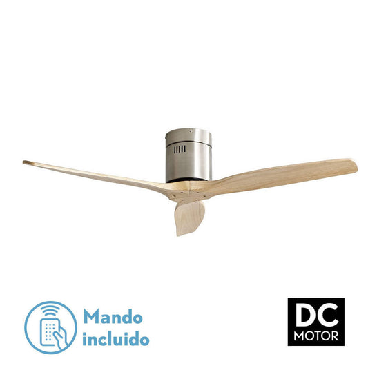 Ventilador Dc Aguilon Niquel 3 Aspas Haya 5 Velocidades Sin Luz Remoto Y Temporiz.132d_0