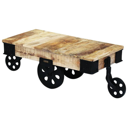 Mesa De Centro Con Ruedas Madera De Mango Rugosa_3