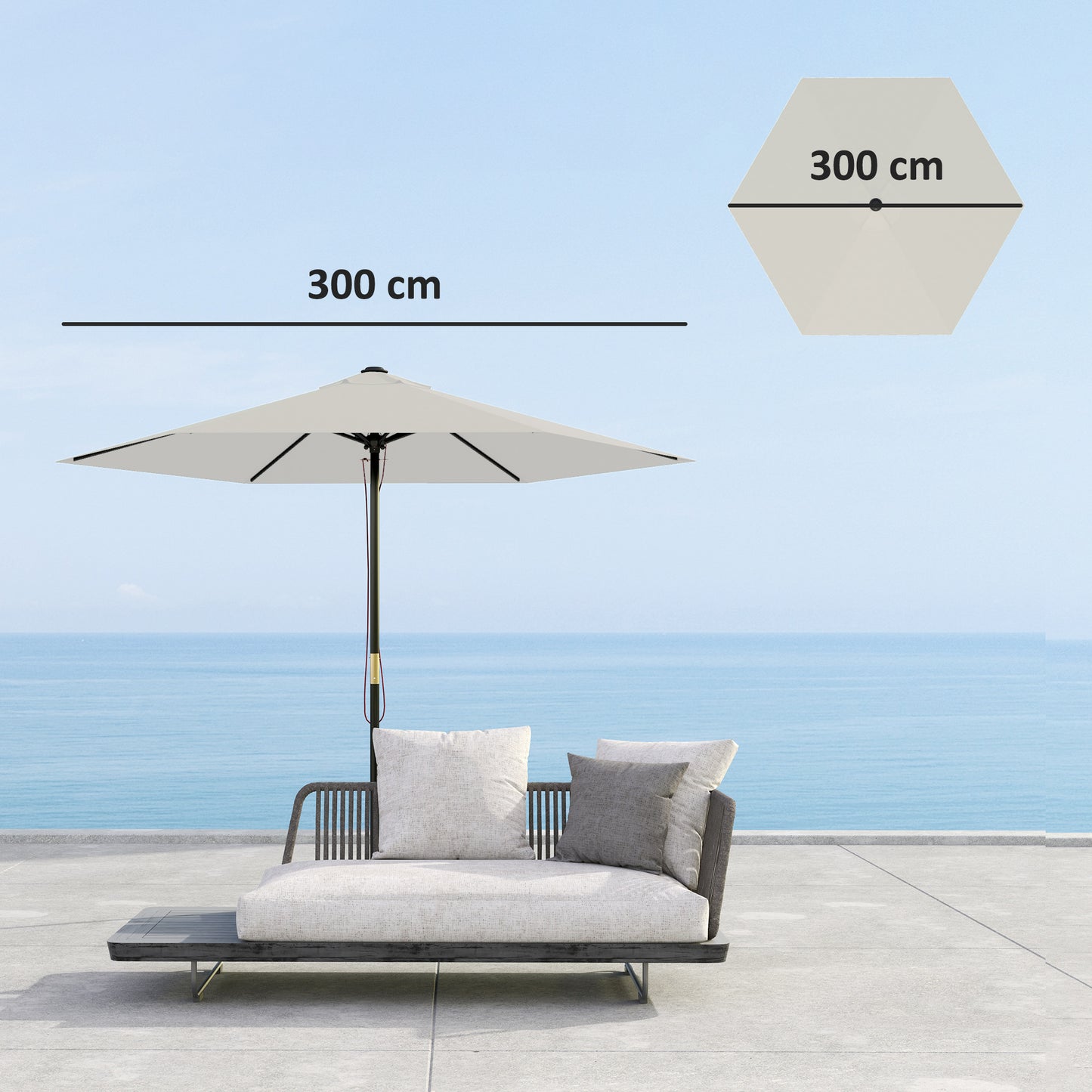 Outsunny Toldo De Recambio De Sombrilla De 3 M Con Ventilación Superior Crema_2