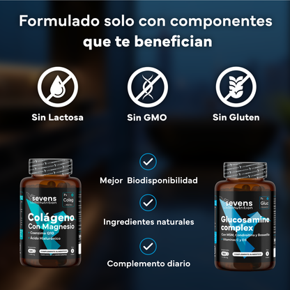 Colágeno Marino Con Magnesio + Glucosamina Condroitina Msm 6en1. Sevens Nutrition. Cuidado Articular, Óseo Y Cutáneo_3