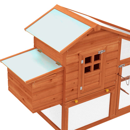 Pawhut Gallinero Corral De Madera Exterior Gallinas Con Caja Nido Bandeja_4