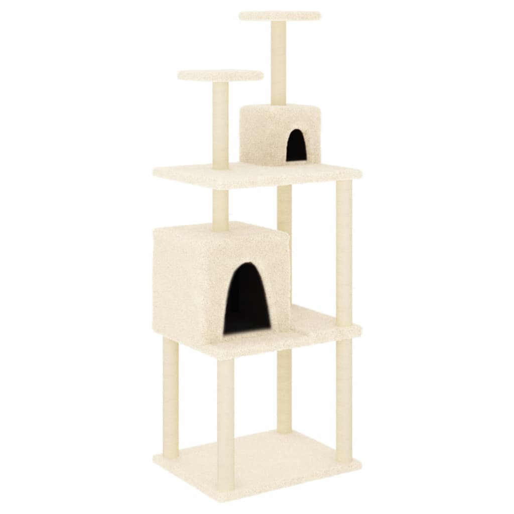 Rascador Para Gatos Con Postes De Sisal Color Crema 167 Cm_0
