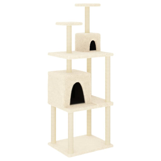 Rascador Para Gatos Con Postes De Sisal Color Crema 167 Cm_0
