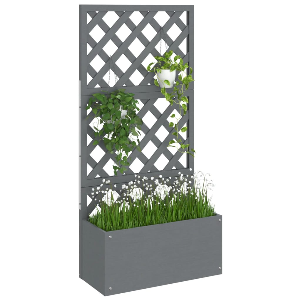 Jardinera Con Enrejado Gris Wpc 65x33x135 Cm_2