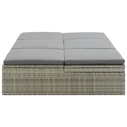 Vidaxl Tumbona Convertible Con Cojín De Ratán Sintético Gris_5