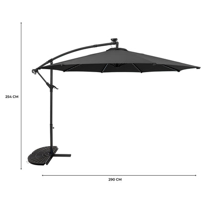 Parasol Excéntrico Led De 3 M Con Base De Medio Abanico – Gris_4