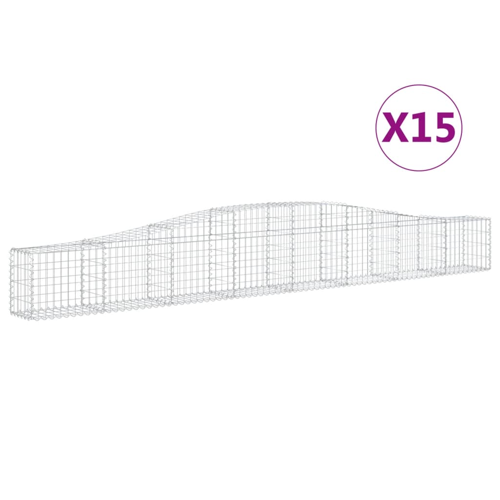 Cestas De Gaviones 15 Uds Forma De Arco Hierro 400x30x40/60 Cm_0