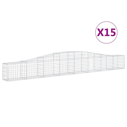 Cestas De Gaviones 15 Uds Forma De Arco Hierro 400x30x40/60 Cm_0