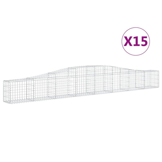 Cestas De Gaviones 15 Uds Forma De Arco Hierro 400x30x40/60 Cm_0